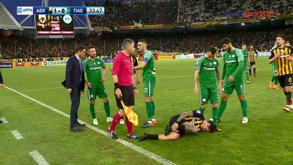 Emanuel Insúa RED Card [HD] - AEK 1-0 Panathinaikos - 01.04.2018