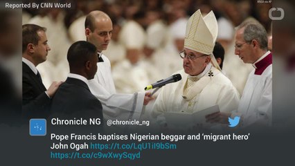 Pope Baptizes Migrant Hailed As Hero