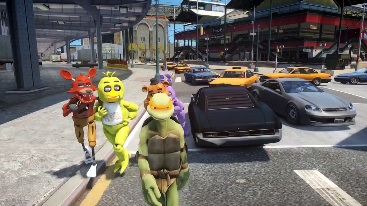 MICHEL ANGELO (TMNT) VS FIVE NIGHT AT FREDDYS CREW - EPIC BATTLE (GTA IV)