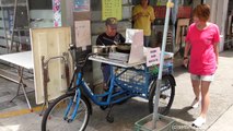 Hong Kong Street Food. Dumplings Made and Cooked on a Bicycle Kitchen