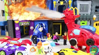 Transformers Rescue Bots Griffin Rock Firehouse Headquarters & Bumblebee Chase Heatwave!
