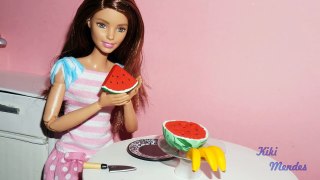 Como fazer banana e melancia (frutas) para boneca Barbie e outras - miniatura