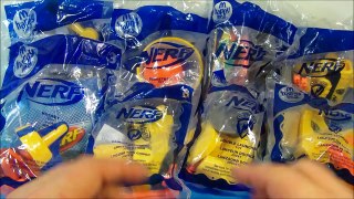 new NERF SET OF 8 McDONALDS HAPPY MEAL TOYS VIDEO REVIEW