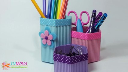 Manualidades: ORGANIZADOR de Escritorio / PORTALAPICES (Vuelta al cole) - Innova Manualidades