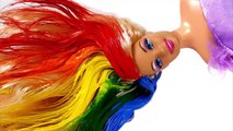 Hair Dye Barbie Doll Finger Family Nursery Rhymes Kids Learn Colors Play Doh Bottles Modelling Clay