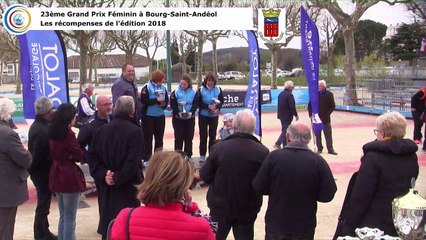 Récompenses, 23ème Grand Prix Bouliste, Bourg-Saint-Andéol 2018