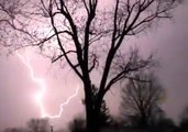 Lightning Flashes Across Indianapolis Sky During Morning Storms