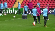 Manchester City train at Anfield ahead of Liverpool clash