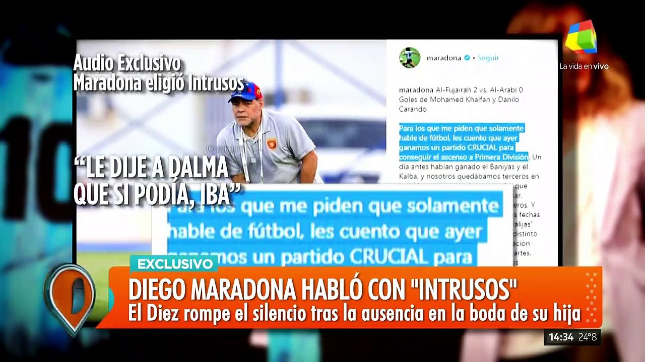 Exclusivo: Diego Armando Maradona hablo en intrusos con jorge rial, no te lo pierdas 1ra parte