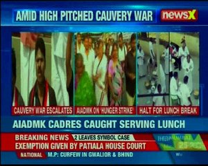AIADMK's hunger strike AIADMK cadres caught serving lunch