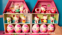 12 Hello Kitty Surprise Eggs!!! Mini Doll House