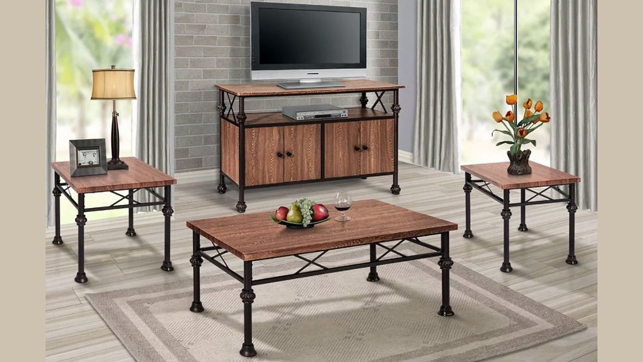 Wood and Metal Coffee Table Sets - hqdecoration.com
