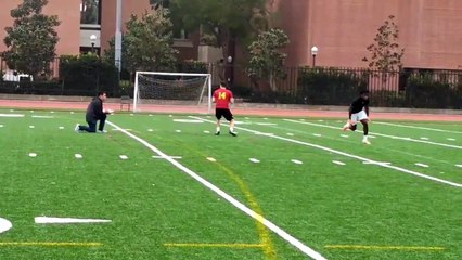 Sam Darnold throws to Ronald Jones and Deontay Burnett at Jones' pro day