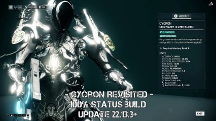 Warframe: Cycron Revisited after the rework 2018 - 100% Status build - Update 22.13.3+