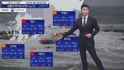 [내일의 바다낚시지수] 4월7일 토요일 풍랑특보 낚시 어려울 듯 해안가 주변 출입 삼가   / YTN