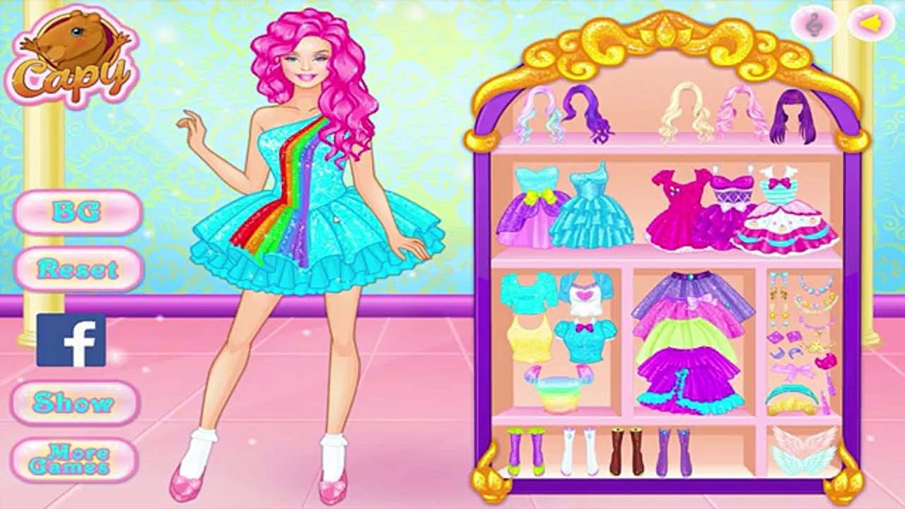 BARBIE My Little Pony Princess Celestia Glittery Costumes Dress Up Game