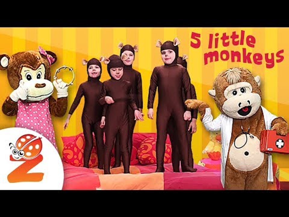 5 Little Monkeys Jumping On The Bed | Nursery Rhymes by Zouzounia TV