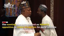 Governor Yahaya Bello on crutches as Buhari meets APC governors