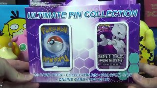 Pokemon Cards ULTIMATE PIN COLLECTION Promo Box Opening with Mewtwo Battle Arena Deck