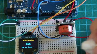 Arduino Breathalyzer Project using MQ3 alcohol sensor 0.96 128x64 OLED display on Arduino Mega