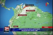 Cuatro niños venezolanos intentan abordar bus de Tumbes hacia Lima