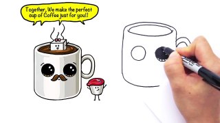 How to Draw a Cartoon Cup of Coffee Cute and Easy with Mustache