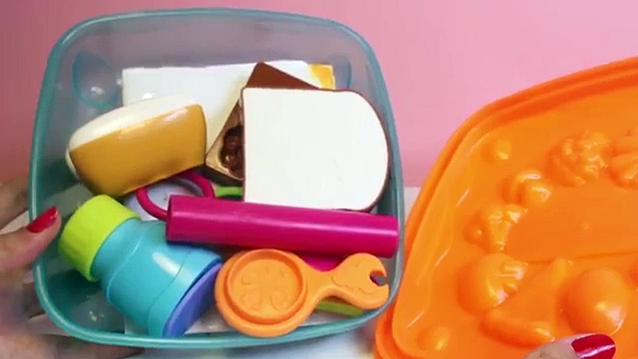 Play Doh Tupperware Playset - Make Pizza, Sandwich & Hotdog with Playdough