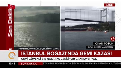 İstanbul Boğazı'nda gemi yalıya çarptı