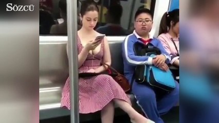 Genç kızın göğüslerine bakarken böyle yakalandı