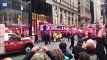 Fire erupts at Trump Tower and debris falls on Fifth Avenue in New York City