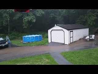 Overflowing creek. Our poor dog, Bentley is whining