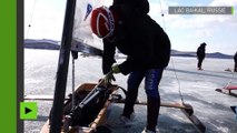 [Insolite] Traversée spectaculaire du lac Baïkal (Russie) en chars à glace !