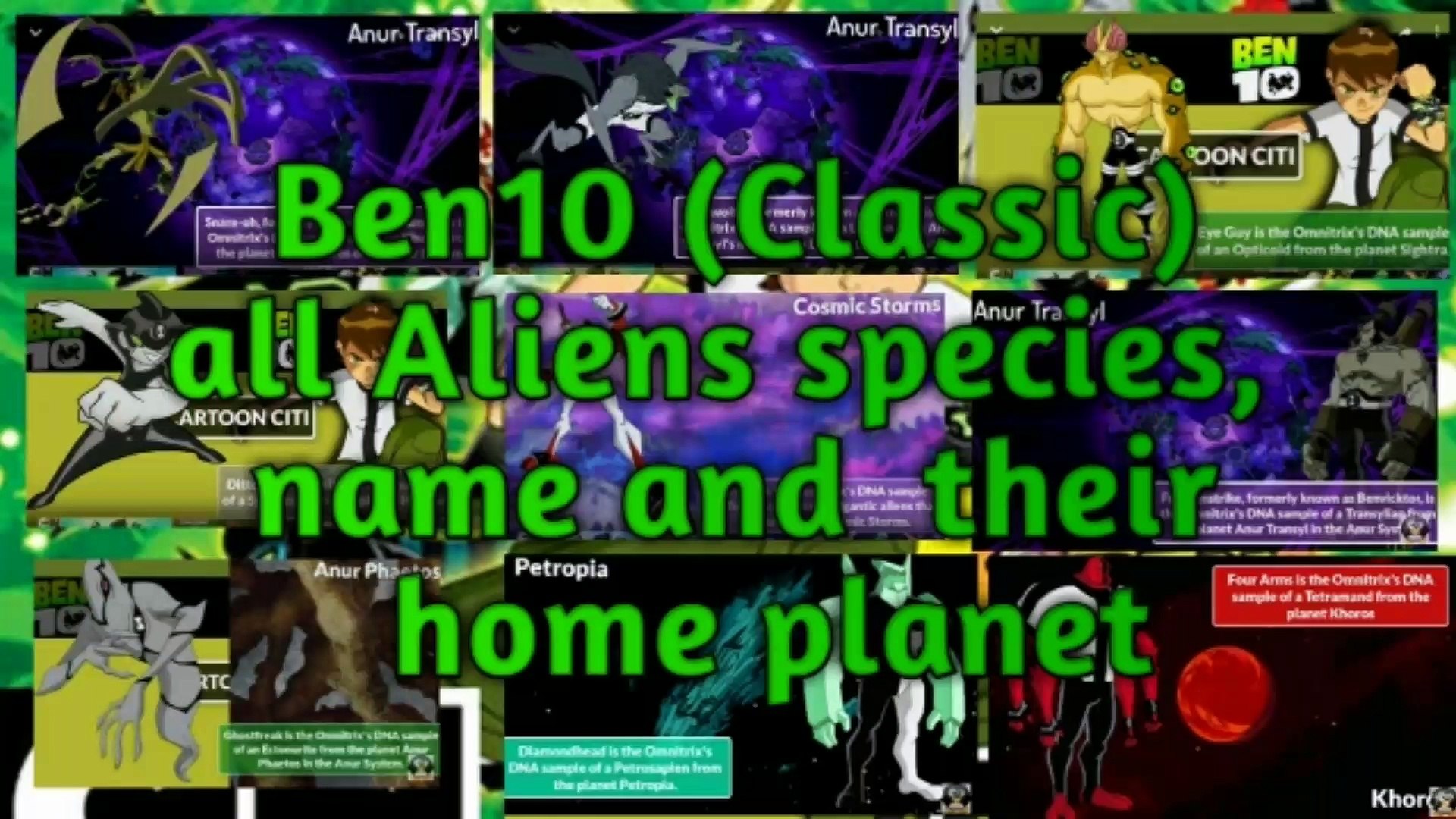 Ben 10 (2005) All Aliens name,species and their home planet