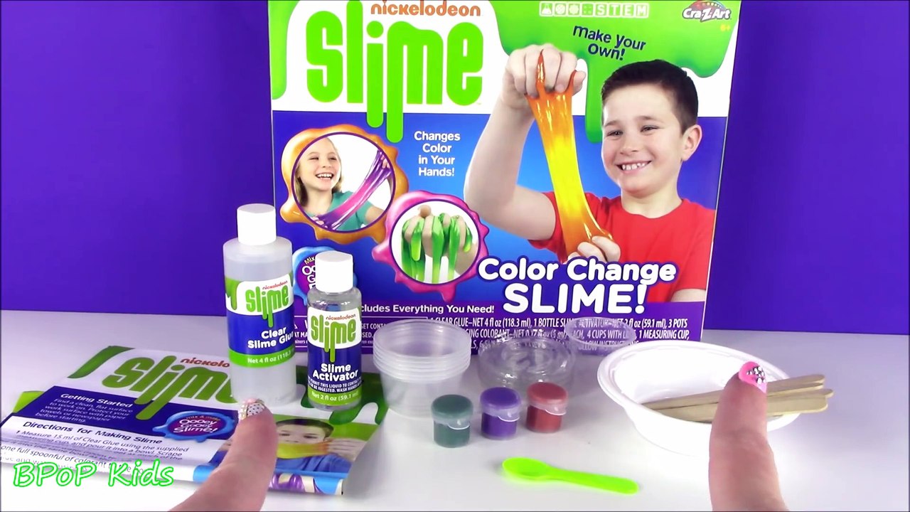 DIY Nickelodeon COLOR Change SLIME Kit! Make 3 Stretchy Color Shifting Slimes with PAINT! FUN