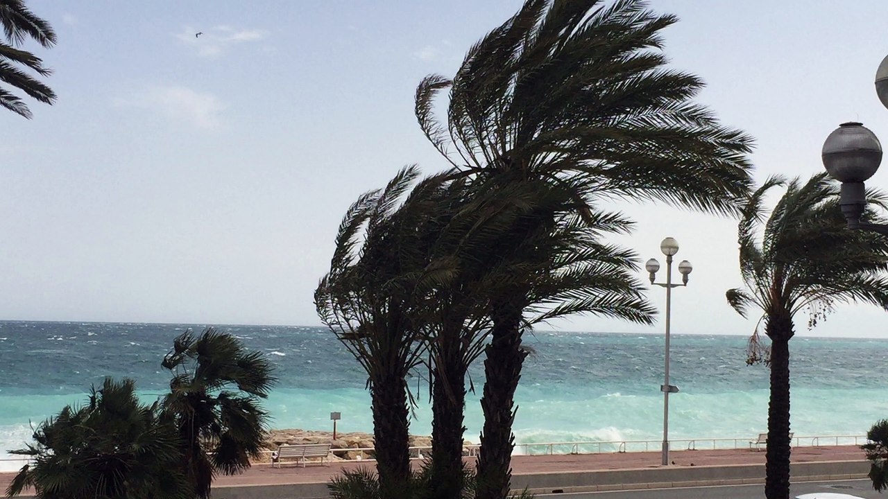 Les rafales de vent sur la Promenade des Anglais