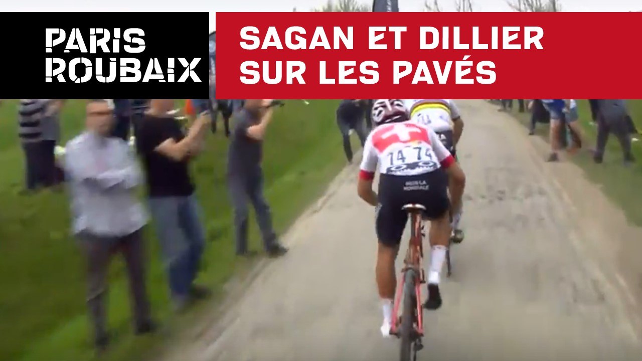 Sagan et Dillier sur les pavés - Paris-Roubaix 2018