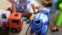 Toy trucks for kids | Bruder garbage truck, Bruder crane, and Bruder cement mixer in ion.