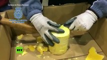 Decomisan más de 700 kilos cocaína escondidos dentro de piñas