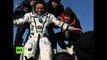 Momento del regreso a la Tierra de 3 astronautas de la Estación Espacial Internacional