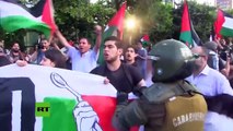 Protestas a favor de Palestina frente a la embajada de EE.UU. en Chile