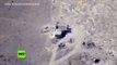 Momento en que la aviación rusa destruye un almacén con armas en Siria