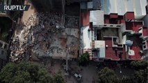 Rescatistas buscan supervivientes entre los escombros tras el terremoto en México (IMÁGENES AÉREAS)