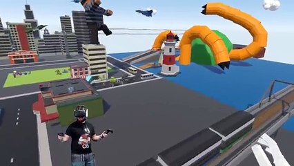 CARTOON MONSTER FIGHTS GIANT TOY ROBOT! - Tiny Town VR Gameplay - Creating A Toy Model Cartoon City