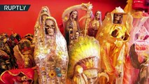 Peregrinos visitan a la Santa Muerte en Tepatepec (México)
