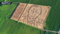 Putin GIGANTE retratado en un campo de trigo
