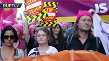 Protestas en Bruselas por la llegada de Trump a Bélgica para una cumbre de la OTAN