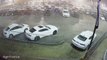 New cars ravaged by a hail storm