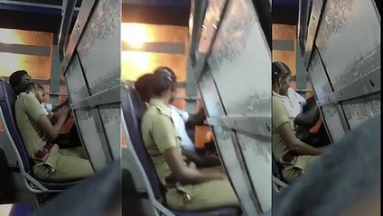 பேருந்தில் இந்த பென் காவலர் செய்யும் வேலையை பாருங்கள்