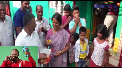 தங்கம் வென்ற தமிழக வீரர் ! பட்டாசுகளை வெடித்து மகிழ்ச்சி- வீடியோ