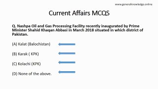 Current Affairs MCQS 8th March 2018